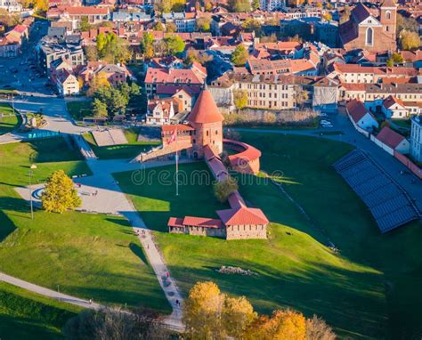 Kaunas Old Town Panorama Lithuania Drone Aerial View Of Kaunas City