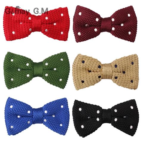 New Dots Knitted Bow Ties For Men Fashion Neckwear Adjustable Mens