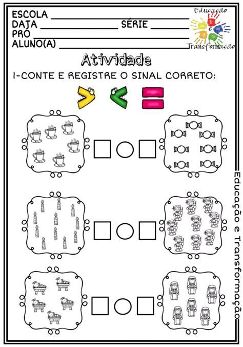 Sinais matemáticos Atividade para trabalhar os sinais matemáticos