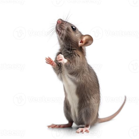 Mouse Standing On Its Hind Legs Isolated On Transparent Background