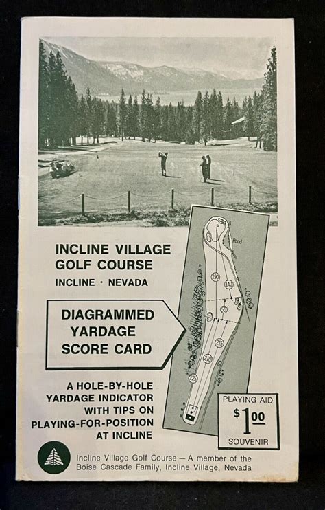 Vintage 1972 Unused Incline Village Golf Course Diagrammed Yardage