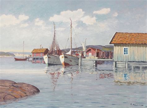 ALGOT NILSSON Fishing Position Oil On Canvas Signed A Nilsson Art