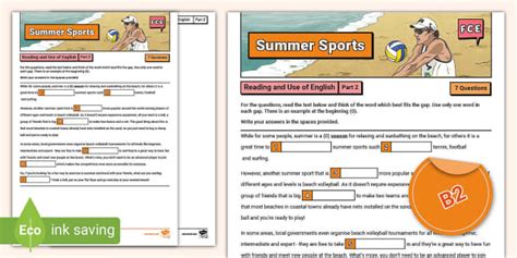 ESL B2 FCE Reading And Use Of English Part 2 Sports