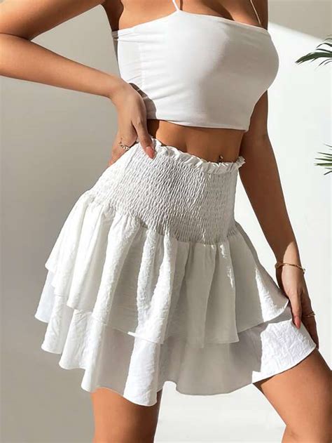 SHEIN Qutie High Waist Ruffle Hem Skirt SHEIN UK