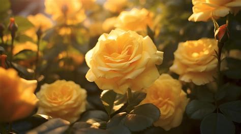 Premium Photo | A Yellow Roses Garden