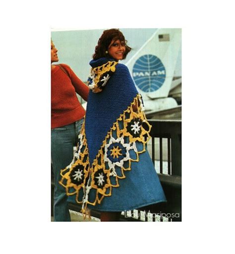 Crochet Shawl Pattern Vintage 70s Hooded Shawl Pattern Hooded Etsy