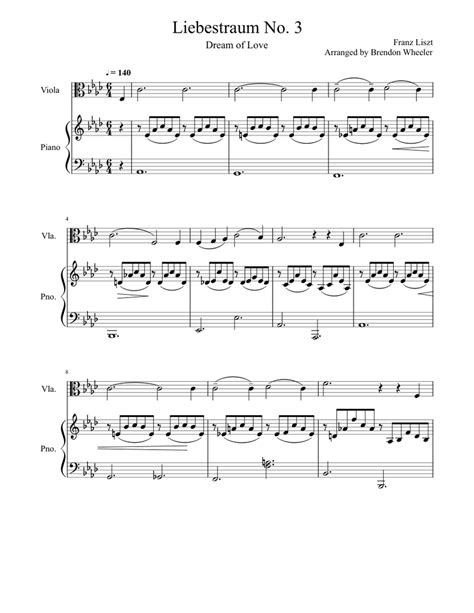 Liebestraum No. 3 in Ab Major Sheet music for Piano, Viola (Solo ...