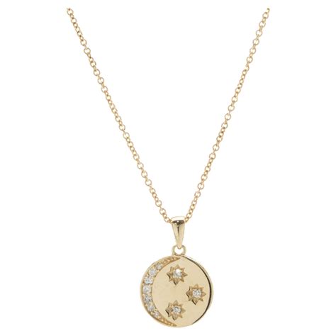 Moon And Briolette Cut Diamond Karat Yellow Gold Necklace For Sale