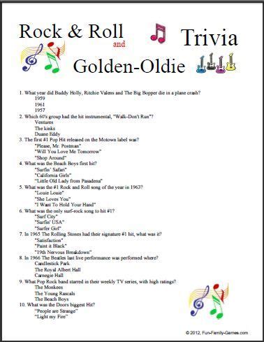 the rock and roll trivia golden - olde song