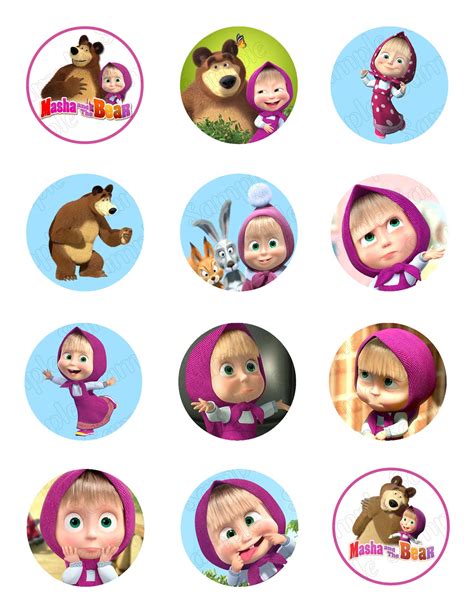 Masha And The Bear Edible Cupcake Toppers Cakecery