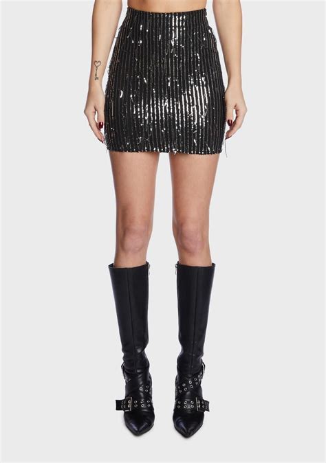 Sequin Fringe Mini Skirt Silver Dolls Kill