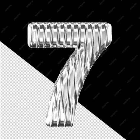 Premium Psd Silver 3d Symbol With Vertical Ribs Number 7