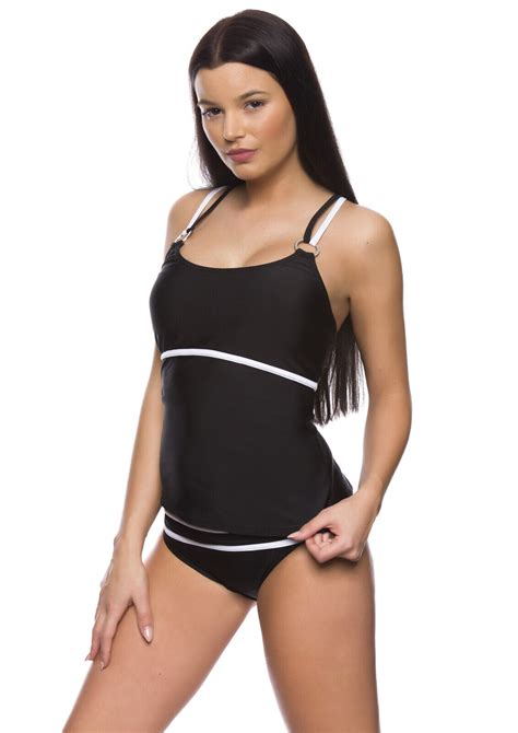 Ws7 6 1781 1225 S4 Damen Tankini Set Mit Slip Schwarz Weiss Neu Gr 44