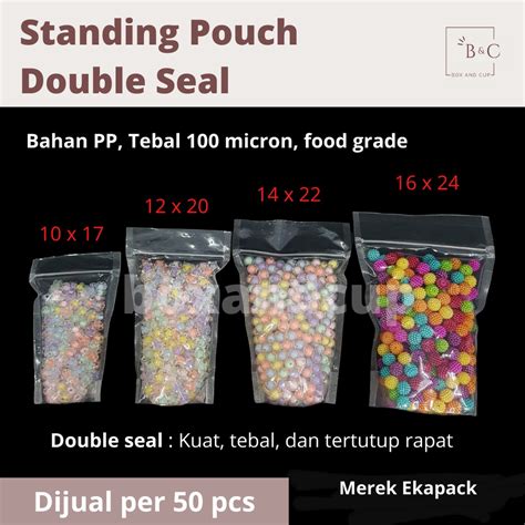 Jual Standing Pouch Double Seal Kemasan Plastik Berdiri Klip Tebal