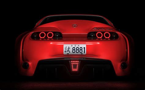 Download Wallpaper 3840x2400 Toyota Supra Toyota Sportscar Red Rear