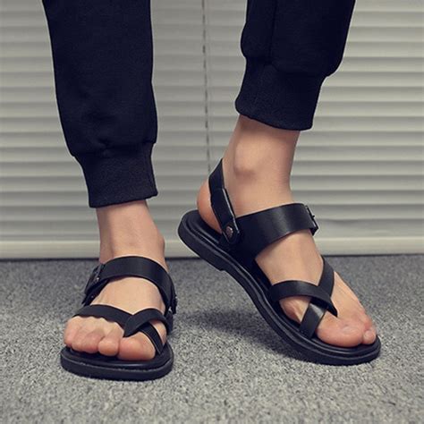 Summer Beach Sandals Men Shoes Leather Flat Non Slip Fashion