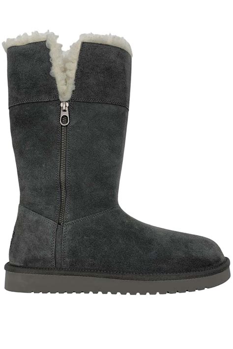 Koolaburra By Ugg Suede Zip Tall Boots Aribel Stone Gray Jender