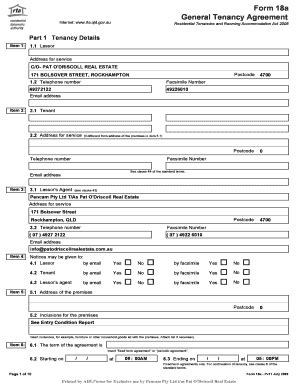 Fillable Online Form A General Tenancy Agreement Podrecomau Fax