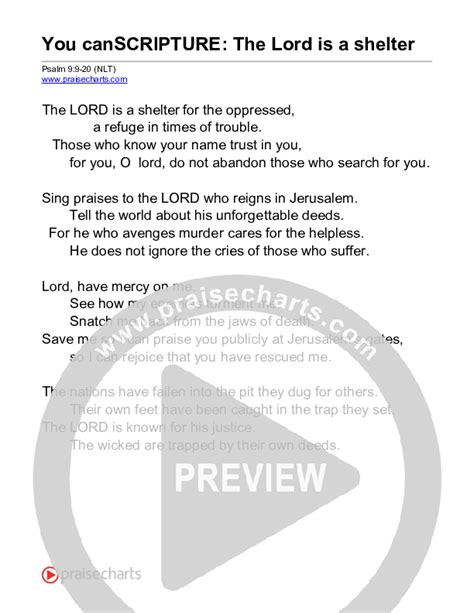 The Lord Is A Shelter Psalm 9 Sheet Music Pdf Scripture Praisecharts