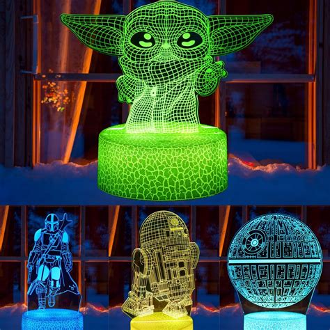 Star Wars Cadeau Lampe 3d Illusion Veilleuse Quatre Motifs Et 7