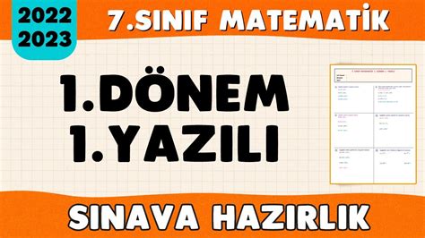 7 Sınıf Matematik 1 Dönem 1 Yazılı Sınavı Soru Çözümü 2022 2023 Youtube