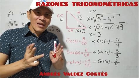 RAZONES TRIGONOMÉTRICAS Si Sen a 4 5 hallar las otras razones