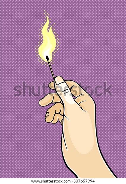 Hand Burning Match Stock Vector Royalty Free 307657994