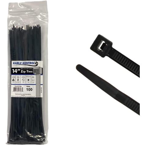 Kable Kontrol Black Zip Ties 14 Inch Long UV Resistant Nylon 50