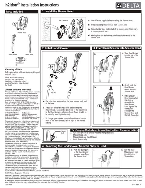 Delta In2ition Shower Head Parts Diagram