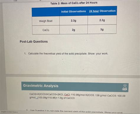 Solved Font EXPERIMENT 1 GRAVIMETRIC ANALYSIS WITH CALCIUM Chegg