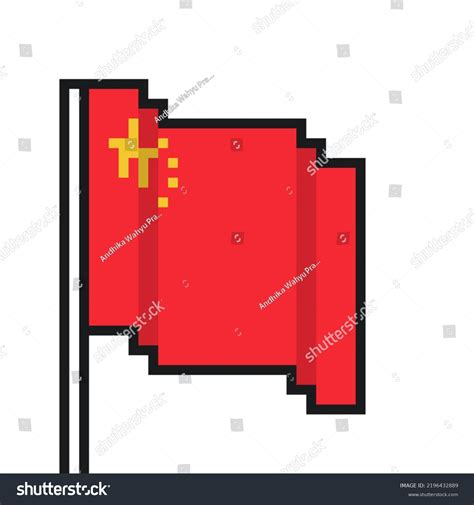 Pixel Art Chinese Flag Isolated Illustration Stock Illustration ...