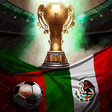 Premium Photo | Soccer world cup trophy with the flag of mexico