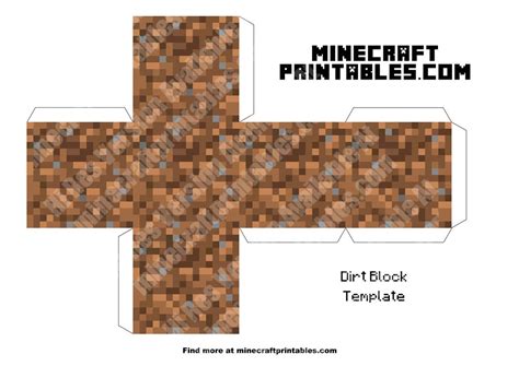 Dirt Block - Minecraft Dirt Block Printable Papercraft Template