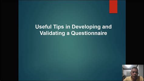 Useful Tips In Developing And Validating A Questionnaire Youtube