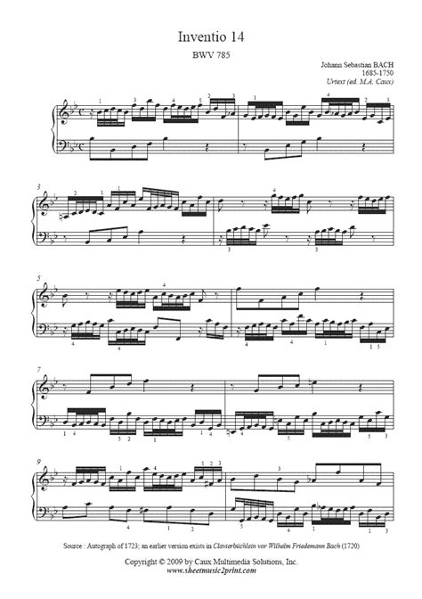 Bach Invention 14 Bwv 785 Sheetmusic2print