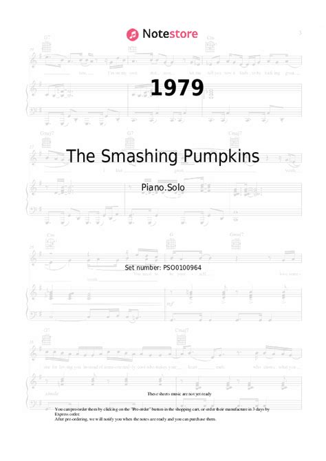 1979 Piano Sheet Music The Smashing Pumpkins In Note Piano