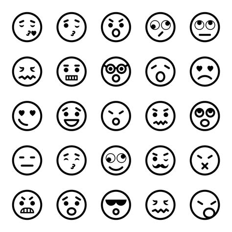 Outline icons for Smiley face. 22880820 Vector Art at Vecteezy