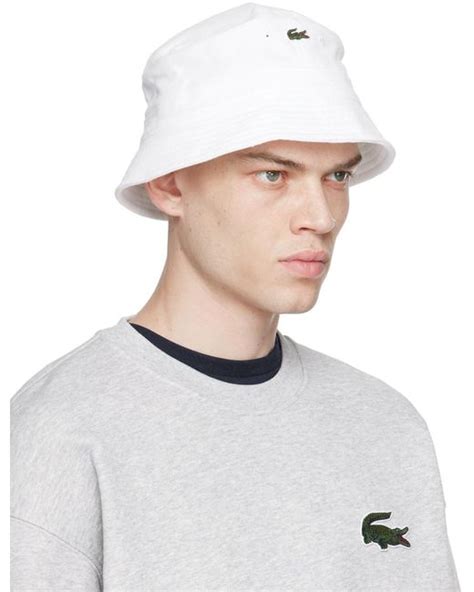 Lacoste White Unisex Organic Cotton Bucket Hat Lyst