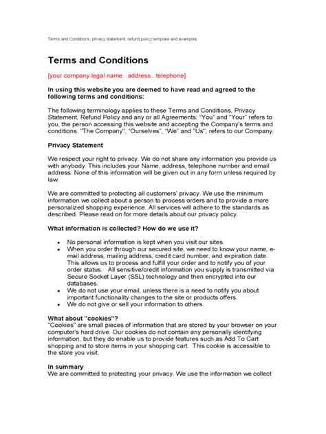 Terms And Conditions Template 6 Free Templates In Pdf Word Excel Download