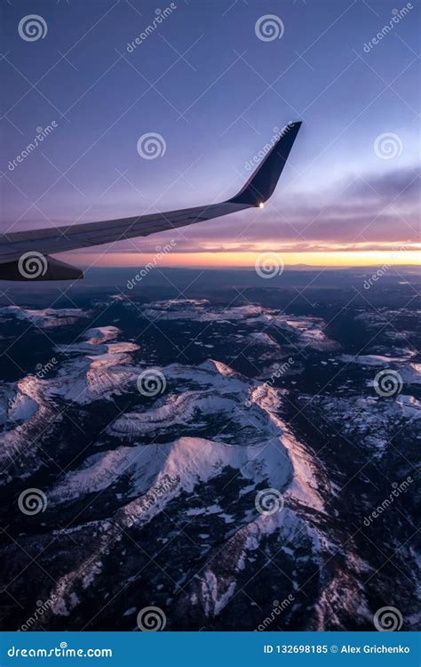 Flying Over Colorado Rocky Mountains at Sunset Stock Image - Image of ...