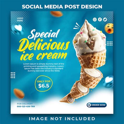 Premium Psd Special Delicious Ice Cream Social Media Banner Post