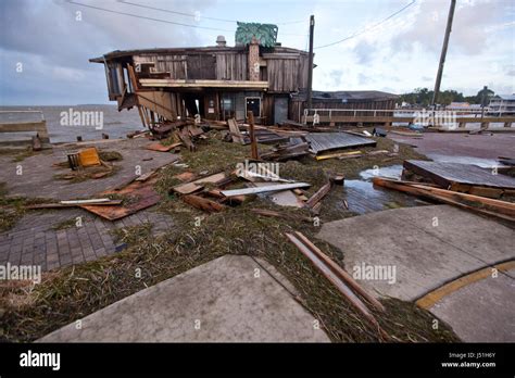 Looking down Dock Street in Cedar Key Florida after Hurricane Hermine ...