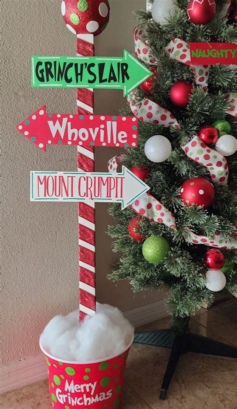 Grinch Inspired Directional Sign Decals Etsy