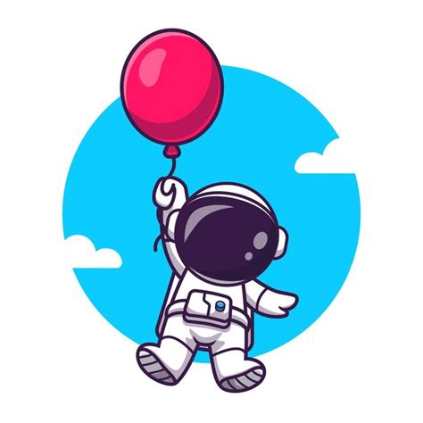 Astronauta Flotando Con Globos Cartoon Vector Icon Illustration Concepto De Icono De Tecnología