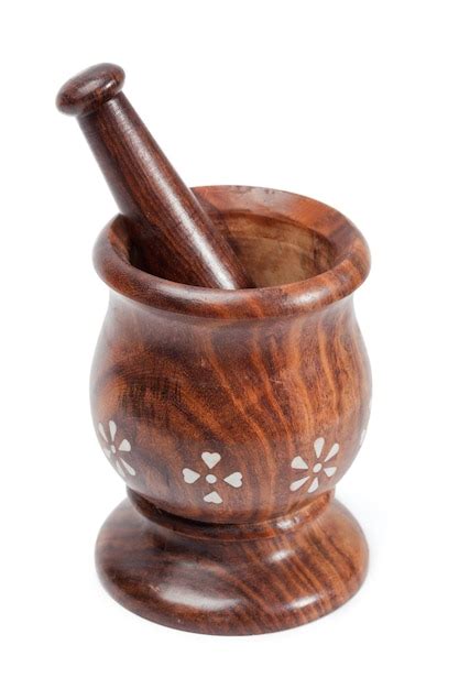 Premium Photo | Wooden mortar and pestle isolated