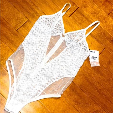 Tiger Mist Tops Nwt Tiger Mist Now Or Never White Bodysuit Sheer