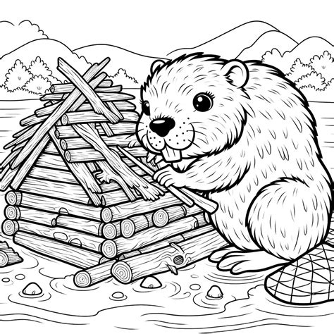 Beaver building a house coloring page Lulu Pages