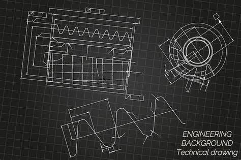 Premium Vector Mechanical Engineering Drawings On Light Background