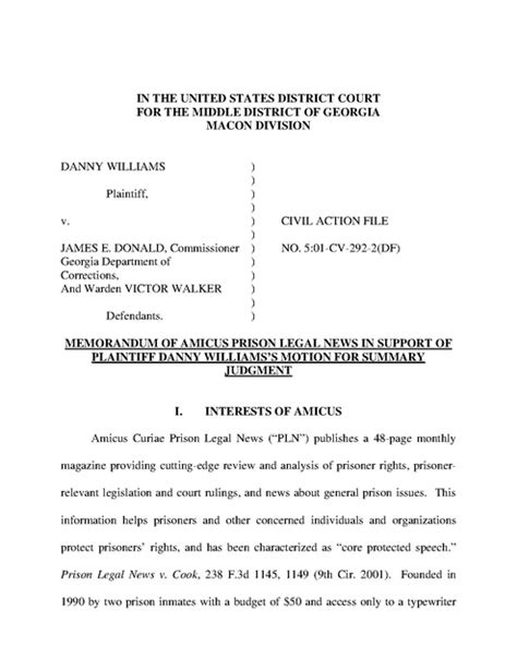 Pln Amicus Brief Williams V Donald Us District Court Case Georgia