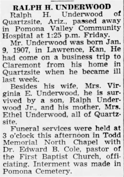 Ralph Henry Underwood 1907 1956 Find A Grave Memorial